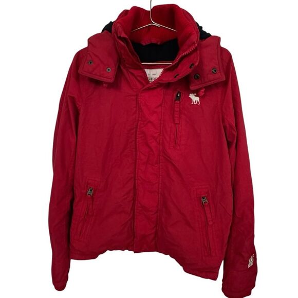 High End Vintage Abercrombie & Fitch Women’s M Hoodie Red Jacket MINTY 1892 NY - Picture 1 of 7